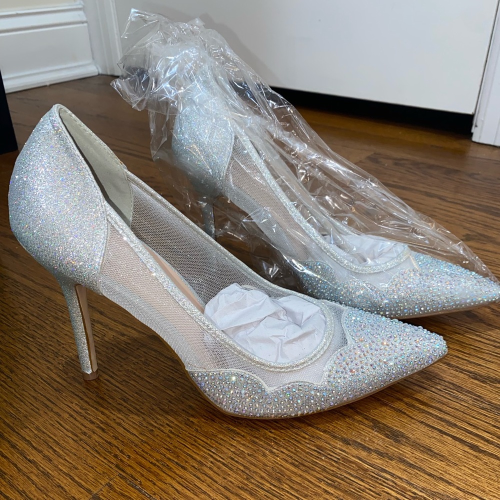 Silver sparkle heels. Brand new
